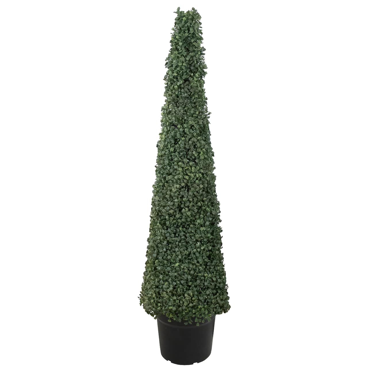 4ft. Unlit Artificial Two-Tone Boxwood Pyramid Topiary Tree with Round Pot